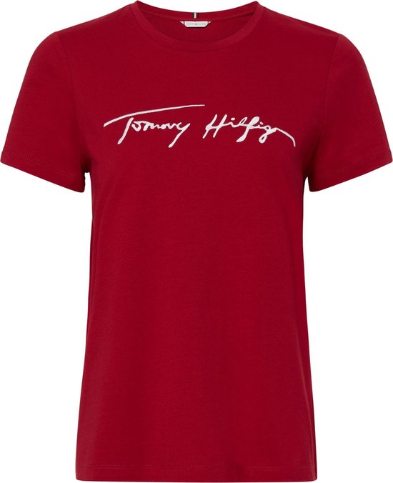 Tommy Hilfiger T-shirt Bordeaux dames maat S | bol.com