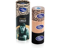 My CureTape® Tattoo Rebel, koker met 3 rollen - Tattoo, zwart en beige - Kinesiotape - FysioTape