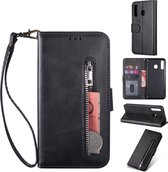 Luxe Telefoonhoesje voor Samsung Galaxy A40 | Hoogwaardig Leren Bookcase | Lederen Wallet Case | Pasjeshouder | Portemonnee | Rits | Zwart