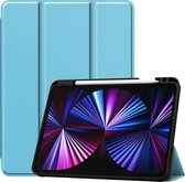 Hoes Geschikt voor iPad Pro 2021 (11 inch) Hoes Book Case Hoesje Trifold Cover Met Uitsparing Geschikt voor Apple Pencil - Hoesje Geschikt voor iPad Pro 11 inch (2021) Hoesje Bookcase - Lichtblauw