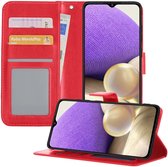 Samsung A32 4G Hoesje Book Case Hoes - Samsung Galaxy A32 4G Case Hoesje Wallet Cover - Samsung Galaxy A32 4G Hoesje - Rood