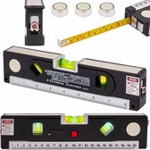 A&K Laserwaterpas – 3 Verschillende Lasers – Inclusief Rolmaat 1,50 cm - Klussen - Waterpas met Laser - Torpedo waterpas