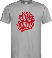 Grijs T-shirt met  " No Limits " print Rood size XXL