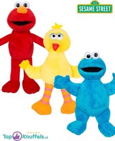 Sesamstraat Pluche Knuffel Set van 3: Elmo + Pino + Cookie Monster 27 cm  | Sesame Street Peluche Plush Toy | Speelgoed knuffelpop knuffeldier voor kinderen | Sesam Straat Bert, Ernie, Elmo, 
