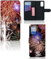 Portemonnee Hoesje Samsung Galaxy A32 4G | A32 5G Enterprise Editie Smartphone Hoesje Kerstcadeau Vuurwerk