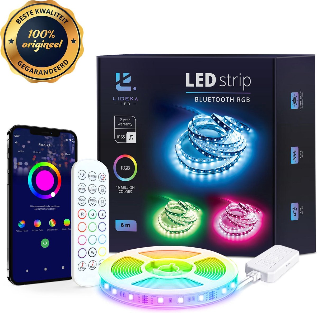 Lideka®️ Smart LED strip 5+1 of 10+2 meter met Afstandsbediening - Led Light Strip - RGB Licht stri