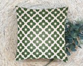 Buitenkussen, Green vintage flowers. Formaat is 50x50 cm [All weather] [Duurzaam] [Sierkussen]