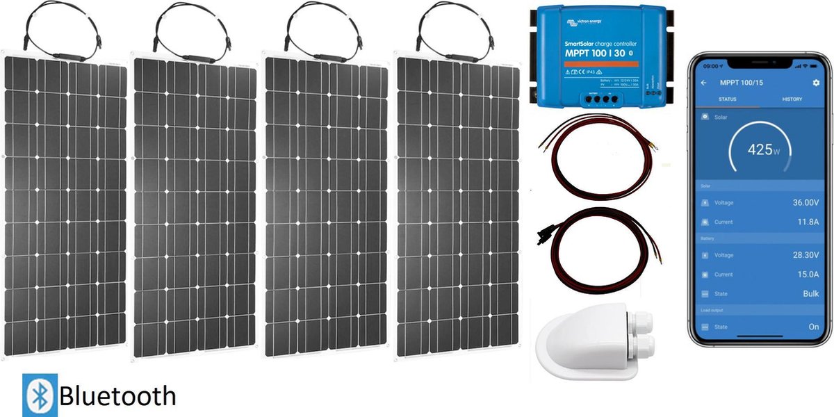 Flexibel zonnepaneel set incl. MPPT