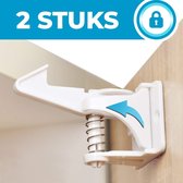 Bablue Kinderslot Kastjes - 2 Stuks - Wit - Kinderbeveiliging voor Kasten - Kastslot - Kast Beveiliging Baby - Veiligheidshaakjes - Kastsloten Baby - Kinderslot Kast - Kinderslot Lade - keuke