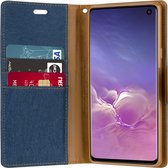 Samsung Galaxy Note 20 Ultra Hoesje - Mercury Canvas Diary Wallet Case - Hoesje met Pasjeshouder - Blauw