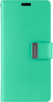 Hoesje geschikt voor Samsung Galaxy S21 Plus - goospery rich diary case - hoesje met pasjeshouder - turquoise