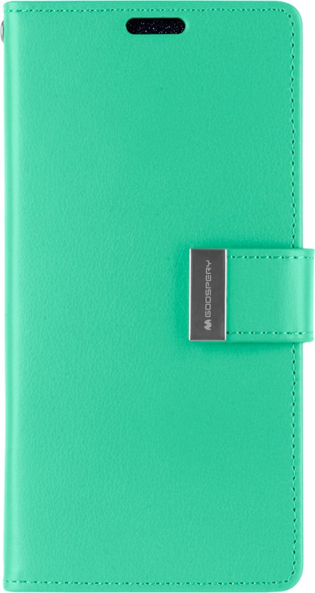 Hoesje geschikt voor Samsung Galaxy S21 Plus - goospery rich diary case - hoesje met pasjeshouder - turquoise