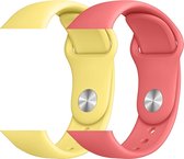 2 sport bandjes geschikt voor Apple Smartwatch 38/40 mm S/M – YOUNIQ – Geel & Koraal Rood – iWatch Series 1/2/3/4/5/6/SE - Horloge Band Strap geschikt voor Apple Watch