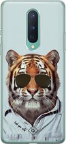 OnePlus 8 hoesje siliconen - Tijger wild | OnePlus 8 case | blauw | TPU backcover transparant