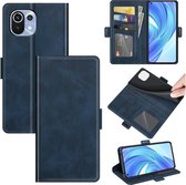 Xiaomi Mi 11 Lite hoesje - MobyDefend Luxe Wallet Book Case (Sluiting Zijkant) - Blauw - GSM Hoesje - Telefoonhoesje Geschikt Voor: Xiaomi Mi 11 Lite