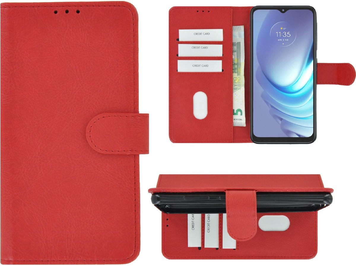 Hoesje Geschikt voor Motorola Moto G50 - Bookcase Wallet Rood Cover