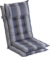 Blumfeldt Sylt Tuinkussen - Set van 2 stoelkussen - hoofdkussen - hoge rugleuning - 50 x 120 x 9 cm - overtrek van UV bestendig polyester - Blauw / Grijs