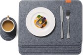 Prival Placemats 6 Stuks - Vilt - Placemat - Onderzetters 6 Stuks - Grijs - Stof