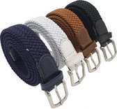 Elastische Broekriem -  dames riem - 4 stuks zwart , blauw , cognac en wit
