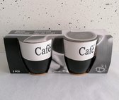 Siaki Café kopje voor koffie, espresso of Senseo, set 2 stuks, zwart, 150 ml