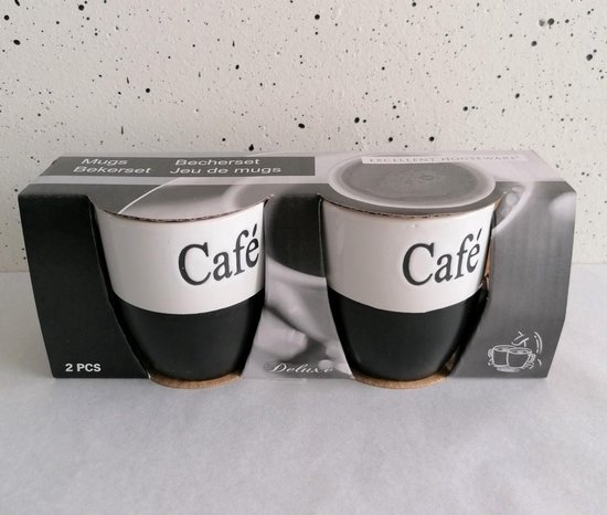 pols verteren surfen Siaki Café kopje voor koffie, espresso of Senseo, set 2 stuks, zwart, 150  ml | bol.com