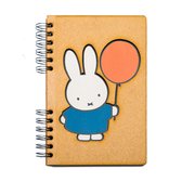 KOMONI - Duurzaam houten notitieboek - Gerecycled papier - Navulbaar - A6 - Gelinieerd - Nijntje met ballon