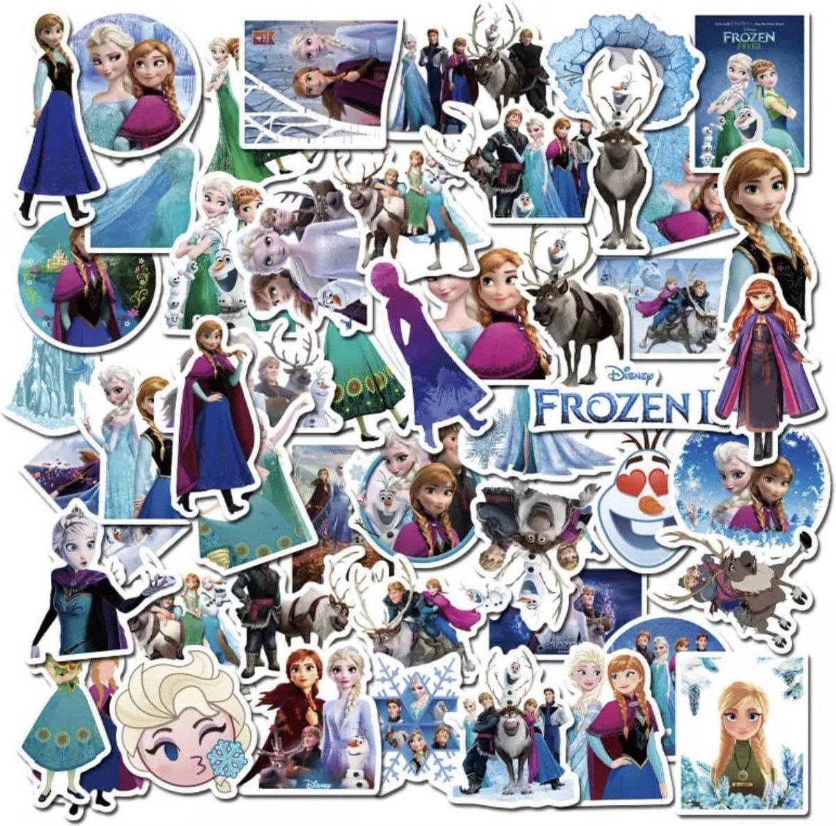 50 stuks Disney Frozen! Stickers - Anna, Elsa, Olaf en Sven - Voor op de  fiets, beker, | bol.com