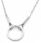 Musthaves-Ketting met hanger cirkel-roestvrij staal-zilverkleurig-verstelbaar 39-44 cm