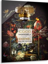 ter Halle® Glasschilderij 60 x 80 cm |Chanel Perfume with red Flowers