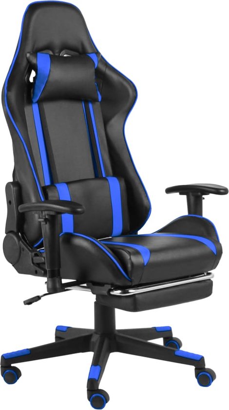 vidaXL - Gamestoel - draaibaar - met - voetensteun - PVC - blauw