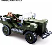 I08 - Amerikaanse Gaz-67 Jeep - 112 onderdelen en 1 mini-figuur - WW2 Bouwstenen - Lego fit - WW2 - Soldaten - Militair - Tank - Army - Bouwstenen - Wapens - Geweren - Brick - Twee