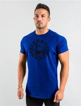 T-shirt - curved - sport - blauw - LARGE - men