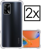 Hoes Geschikt voor OPPO A74 4G Hoesje Siliconen Cover Shock Proof Back Case Shockproof Hoes - Transparant - 2x