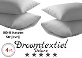 Droomtextiel Hotelkwaliteit Kussenslopen - Grijs - Set van 4 Stuks 60x70cm - 100% Hoogwaardige Katoen