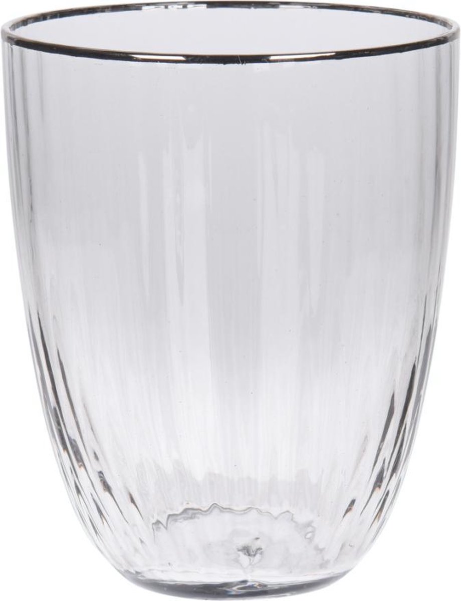 financiën Toestemming alcohol Set van 6 glazen geribbeld glas - heel lichtgrijs - met zilveren randje,  350ml | bol.com