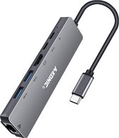 HUB A-KONIC© 6 en 1 USB C vers HDMI (4K) avec Ethernet RJ45, 2x USB 3.0 (coup de foudre), 2X Usb-C - Station d'accueil - convient pour Macbook Pro, HP, Dell et plus - Gris sidéral