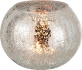 J-Line Windlicht Bol Craquele Glas Zilver Large Set van 3 stuks
