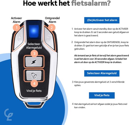 Fietsalarm met Afstandsbediening  Waterdicht  Fietsslot  SOS Geluid   Geschikt voor... | bol.com