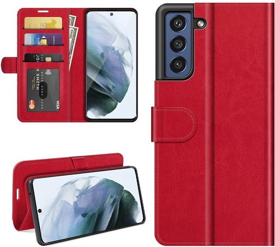 Étui pour Samsung Galaxy S21 FE, MobyDefend Wallet Book Case (Fermeture au  dos), Rouge... | bol.com