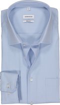 Seidensticker regular fit overhemd - lichtblauw fijn structuur - Strijkvrij - Boordmaat: 45