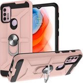 Voor Motorola Moto G10/G30 War-god Armor TPU + PC Schokbestendige magnetische beschermhoes met ringhouder (roségoud)