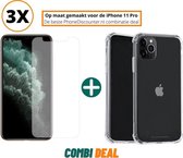 Fooniq Silicone Anti Shock Hoesje Transparant 3x + Screenprotector 3x - Geschikt Voor Apple iPhone 11 Pro Max