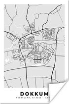 Poster Stadskaart - Dokkum - Grijs - Wit - 20x30 cm - Plattegrond