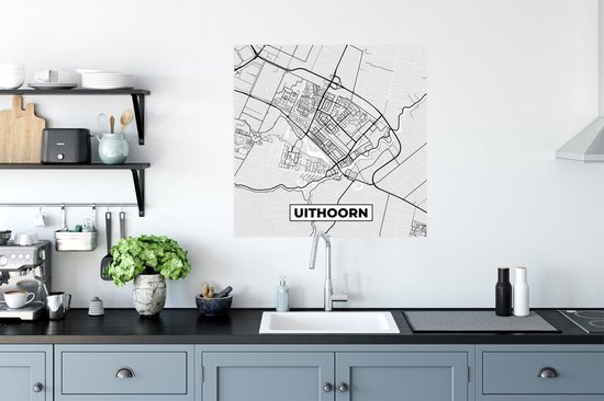 Affiche Plan de ville - Uithoorn - Grijs - Wit - 75x75 cm - Carte