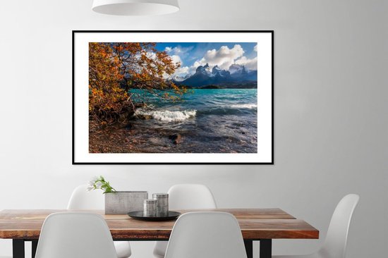 Cadre photo avec affiche - Lac Pehoe dans le parc national Torres del Paine au Chili - 120x80 cm - Cadre pour affiche