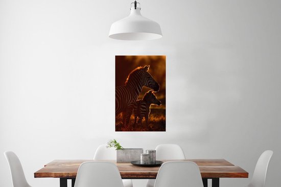 Zebra avec jeune poster papier 60x90 cm - Tirage photo sur Poster (décoration murale salon / chambre) / Poster Animaux sauvages