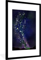 Photo encadrée - Cadre photo Star track in the sky noir avec passe partout blanc 80x120 80x120 cm - Poster encadré (Décoration murale salon / chambre)