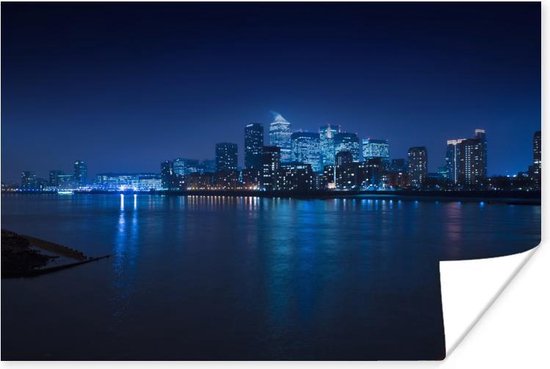Skyline van Londen in de nacht Poster 120x80 cm - Foto print op Poster  (wanddecoratie... | bol.com