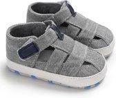 Babysandalen / open schoentjes - babyschoenen - maat 18 - canvas - verkrijgbaar in 4 kleuren - antislip zachte zool - 0 tot 6 maanden - leuk kraamcadeau - grijs