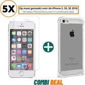 iphone 5 anti shock case | iPhone 5 A1442 hoesje siliconen | iPhone 5 anti shock hoes transparant | beschermhoes iphone 5 apple | iPhone 5 hoes cover hoes + 5x iPhone 5 gehard glas